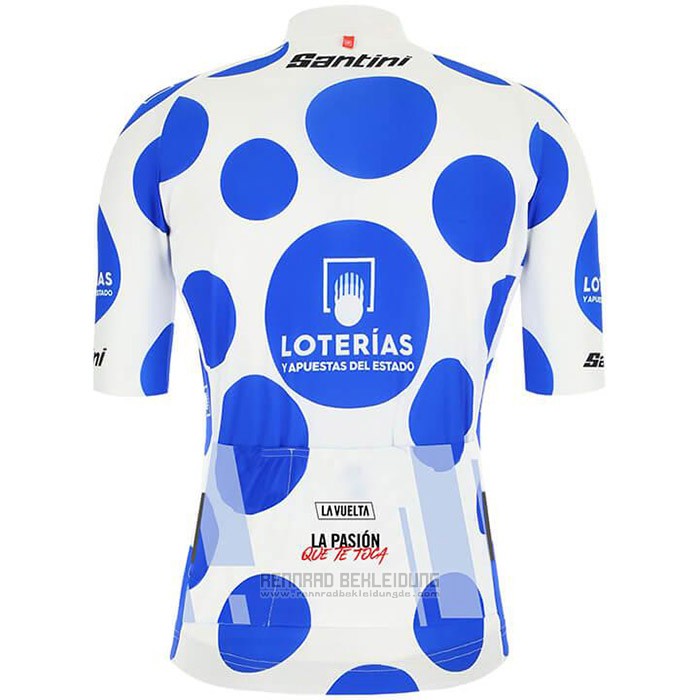 2020 Fahrradbekleidung Vuelta Espana Blau Wei Trikot Kurzarm und Tragerhose - zum Schließen ins Bild klicken
